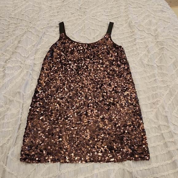Theory Dresses & Skirts - Brown sequin Theory mini shift dress size 4! Such a stunner!